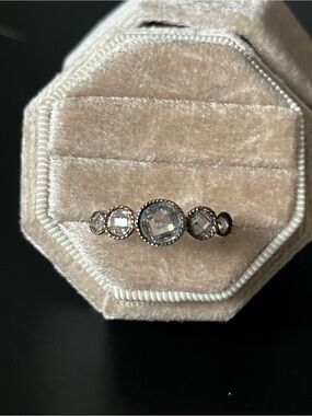 Elle Gold-Tone and Silver Ring with 5 Clear Stones